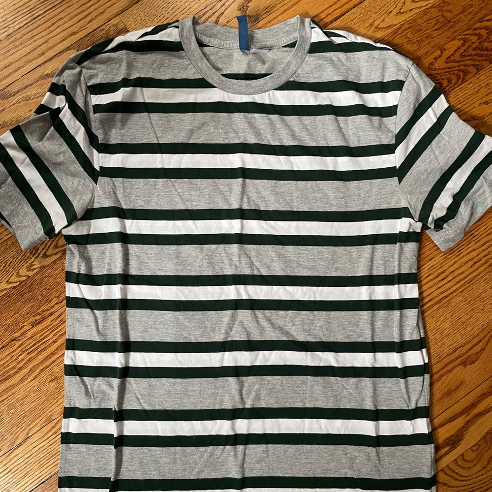 H&M Green and gray stripe shirt